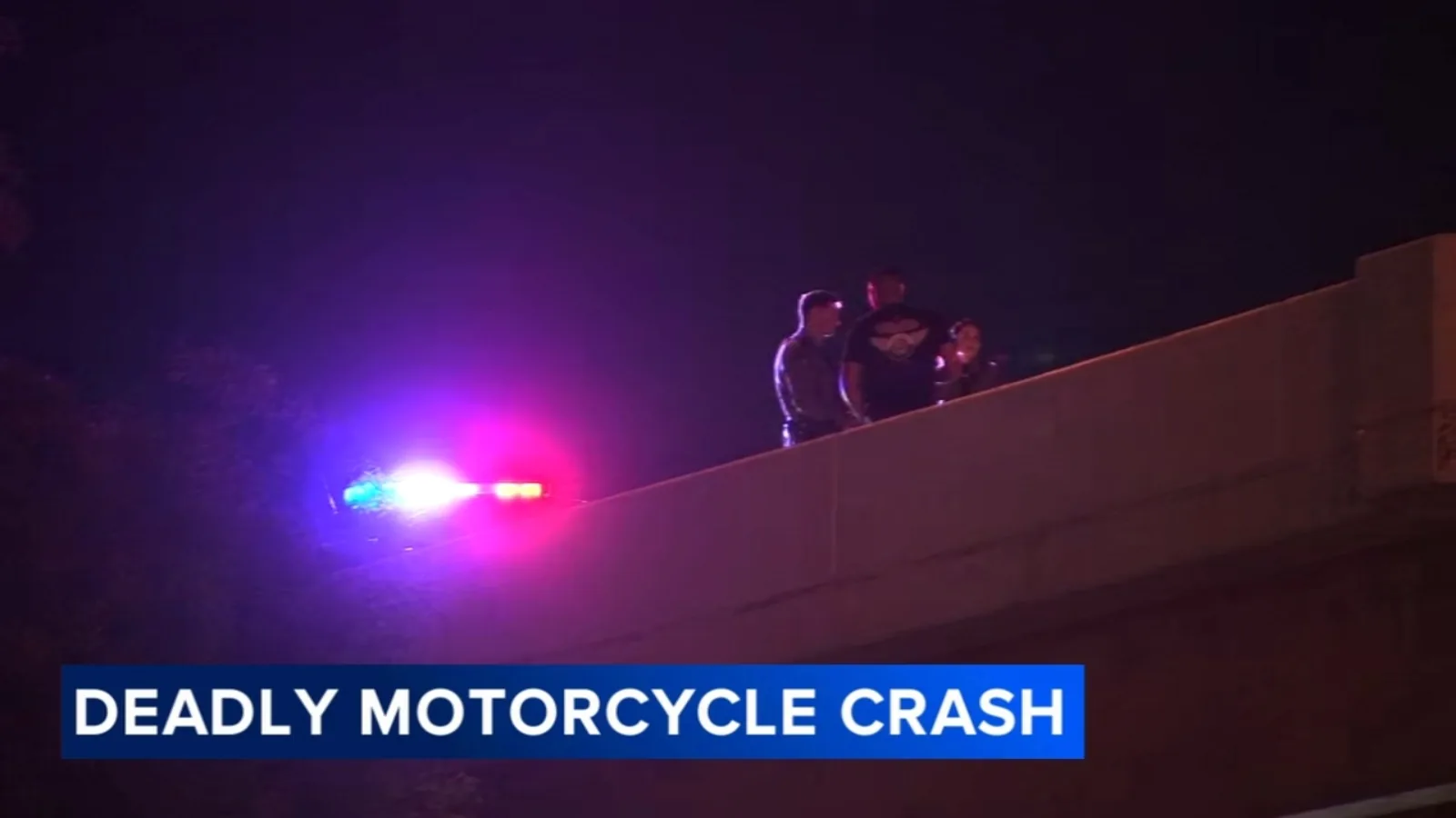 Police investigate an elevated I-95 ramp in Philadelphia after a fatal motorcycle crash