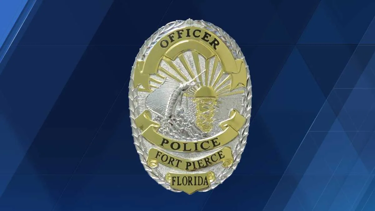 Fort Pierce police car outside HCA Florida Lawnwood Hospital during a bomb threat response