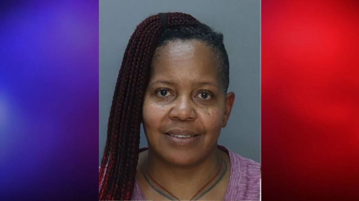 Police lights outside a Florida City police station after a former officer's arrest
